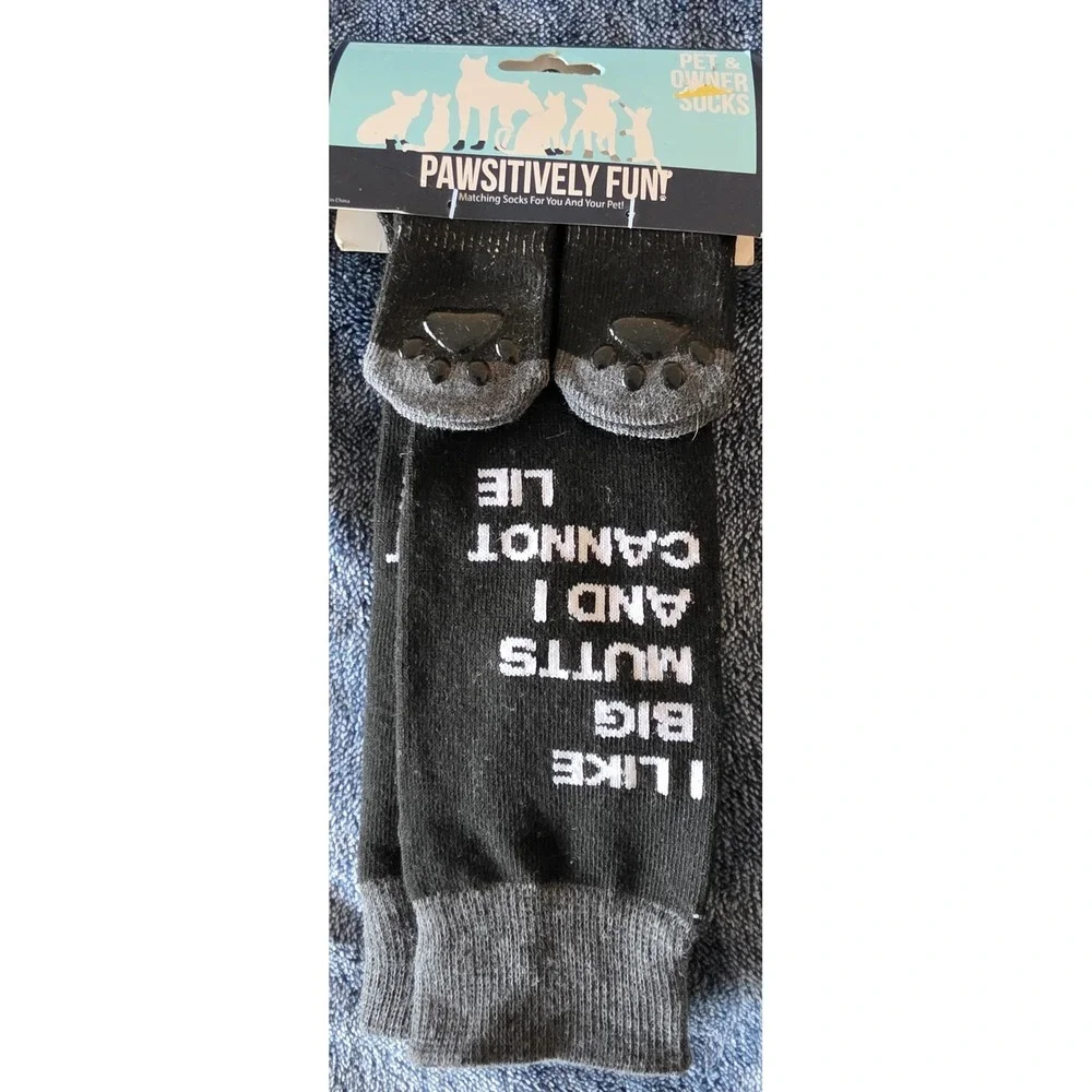 Pawsitively Fun! Dog & Owner Matching Sock Set - Black & Gray Novelty Socks- NWT